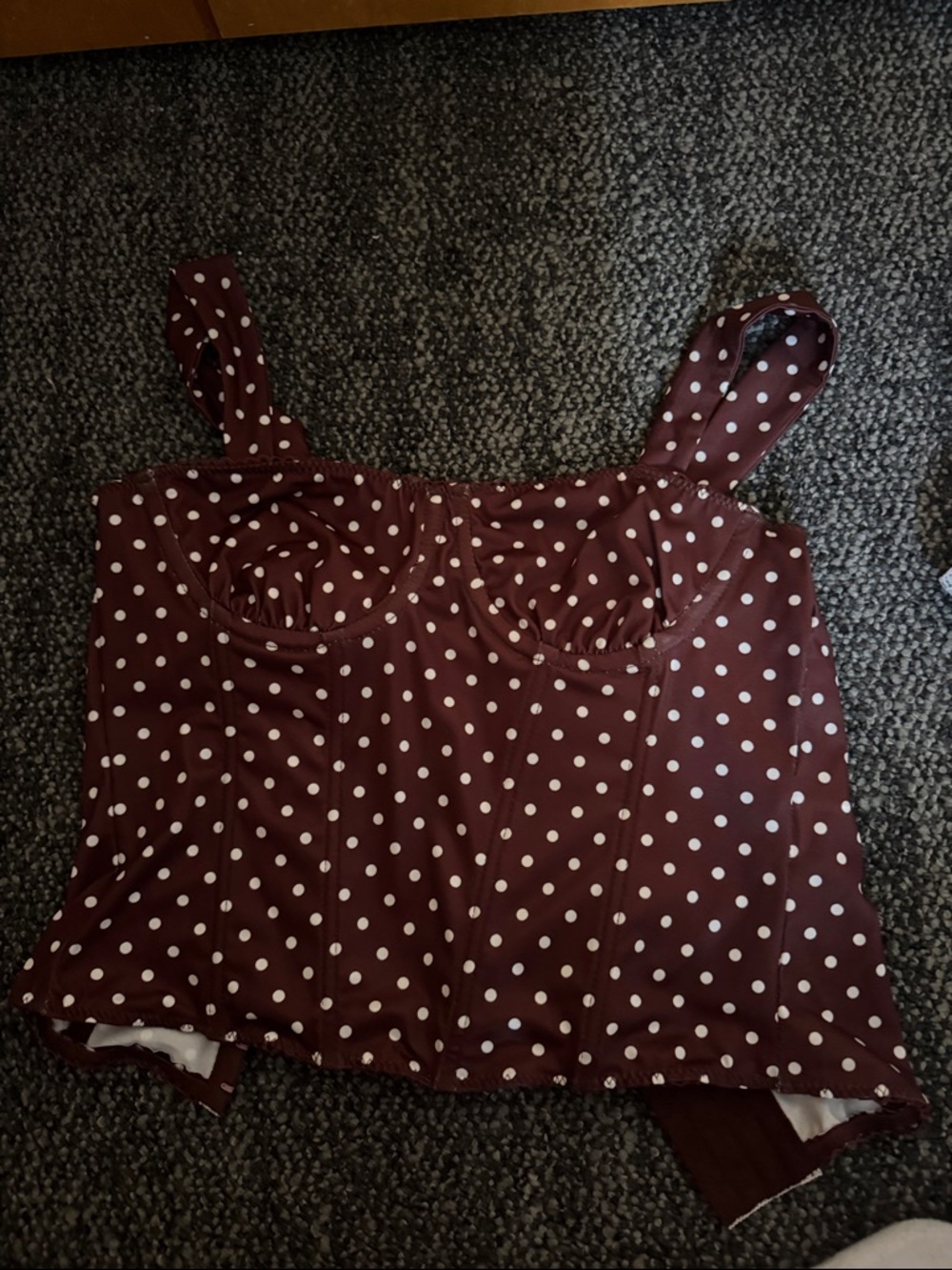 Polka dot brown corset top from shein size small